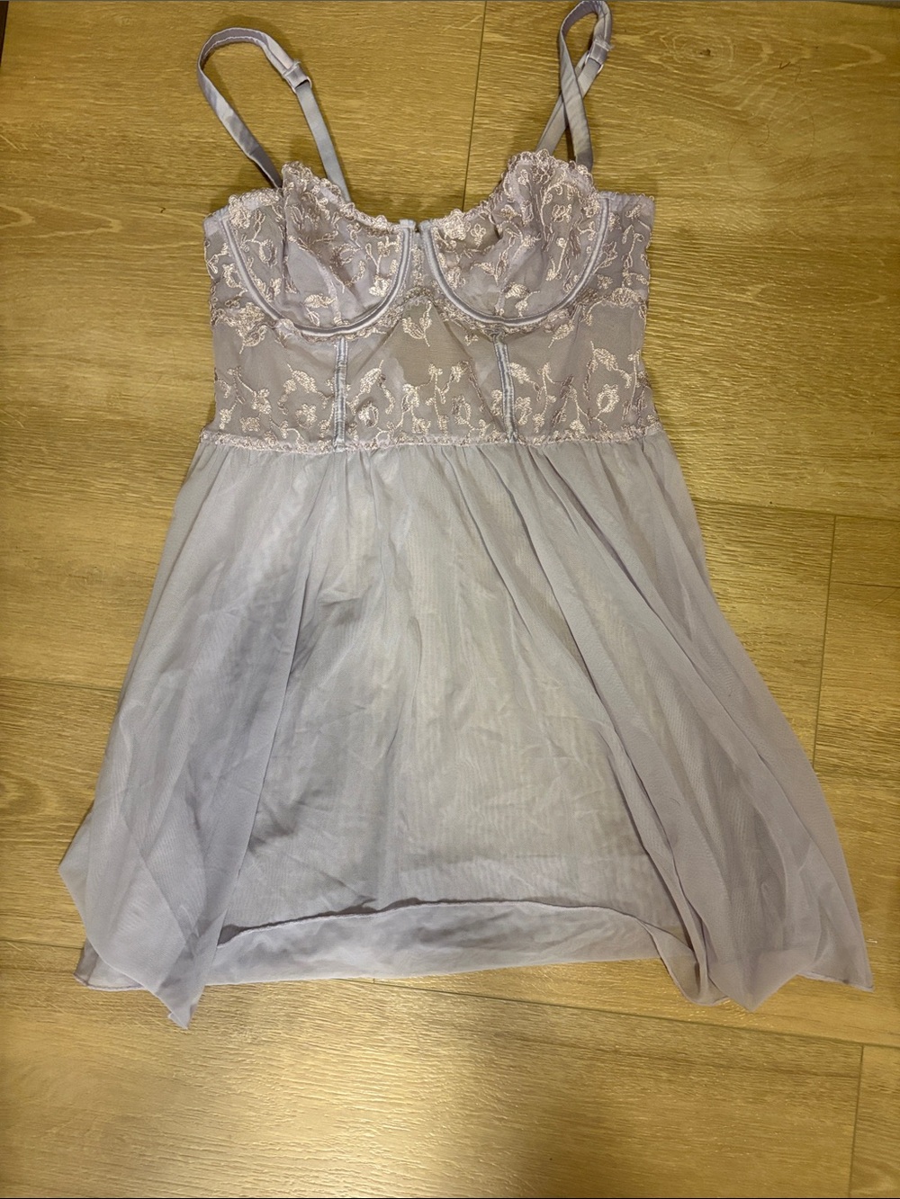 La Vie En Rose Lavender Lace Babydoll Chemise